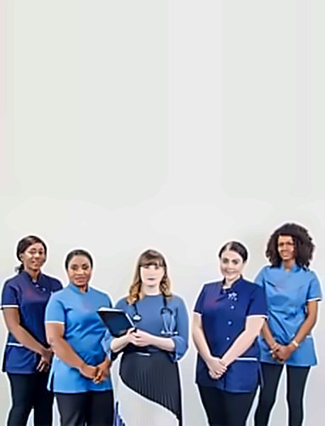 Saannie staffing agency team in uniform, ready for placement